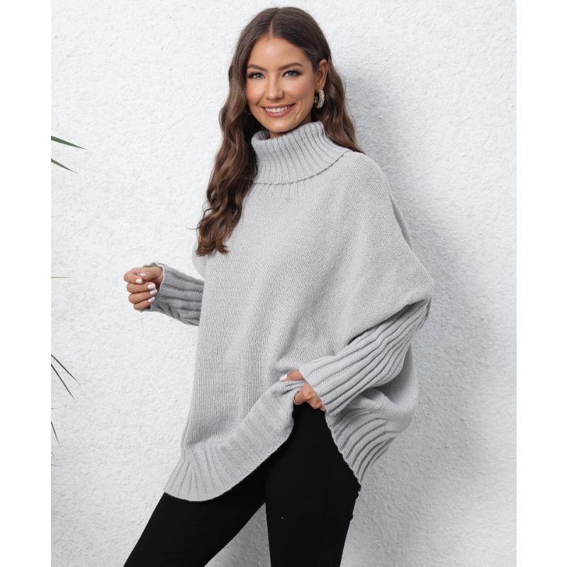 Women's Fall/winter Pullover Knit Solid Color Turtleneck Lapel Sweater