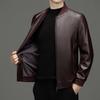 Men's Spring and Autumn Genuine Leather Jackets, Middle-aged Men's Casual Stand-up Collar Sheepskin Jackets, Dad Clothes