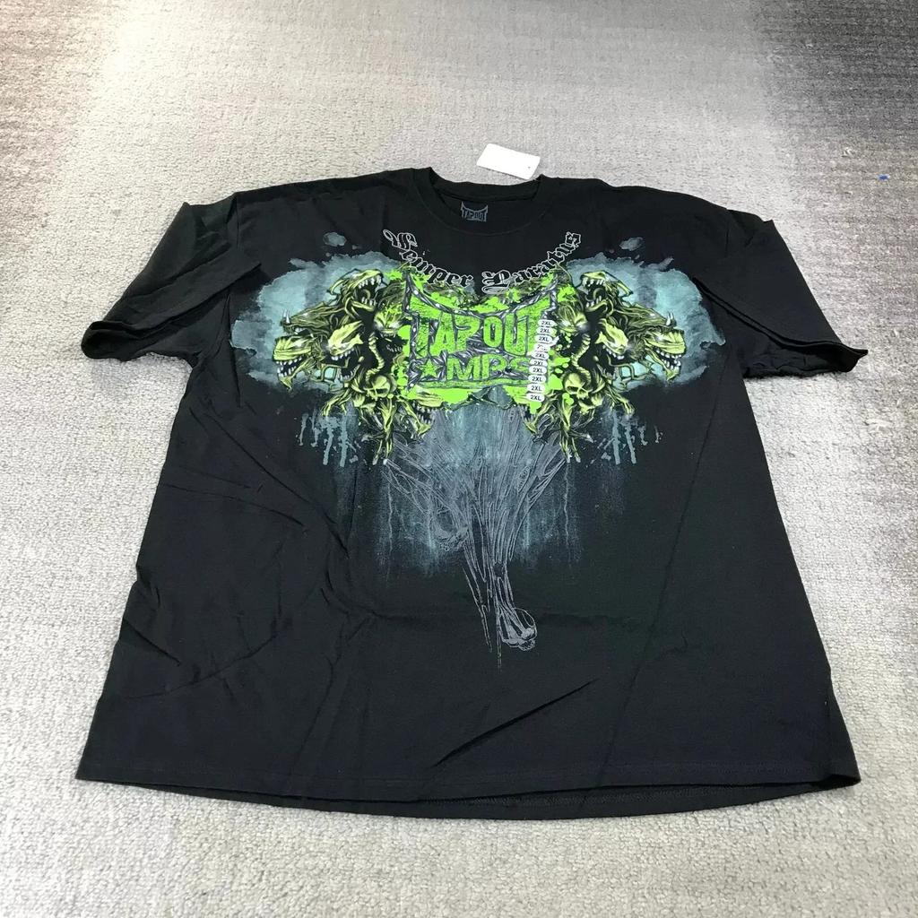 Y2K Tap Out Retro Fashion Cotton T Shirt Men Oversized Graphic Print Streetwear Short Sleeve Tee Distressed Graphic