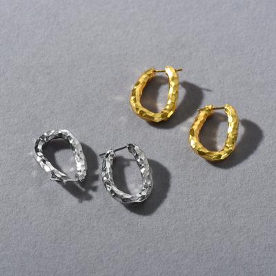 Fashion Personality Simple Brass Plated 18K Real Gold Irregular Section U-Shaped Ear Buckle Earrings Niche Earrings Women