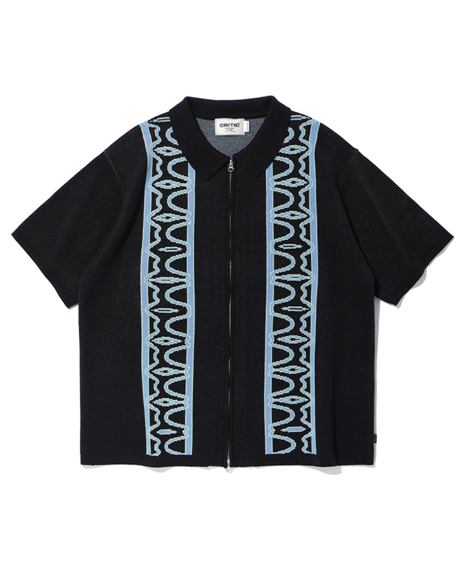 Critic Half Wormhole Knit Zip-Up Black Black/L