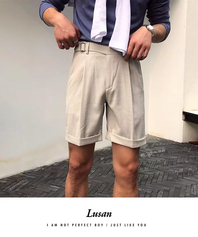 Naples Italian Summer Shorts - High-End Paris Buckle Waist, Thin Casual Trousers