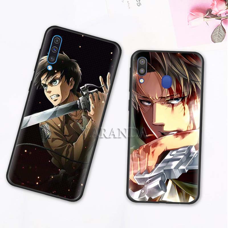 Anime Attack On Titan-deksel til Samsung Galaxy A70 A50 A90 5G A40 A30 A20 A70s A10 s A20e A10e svart silikontelefon Coque