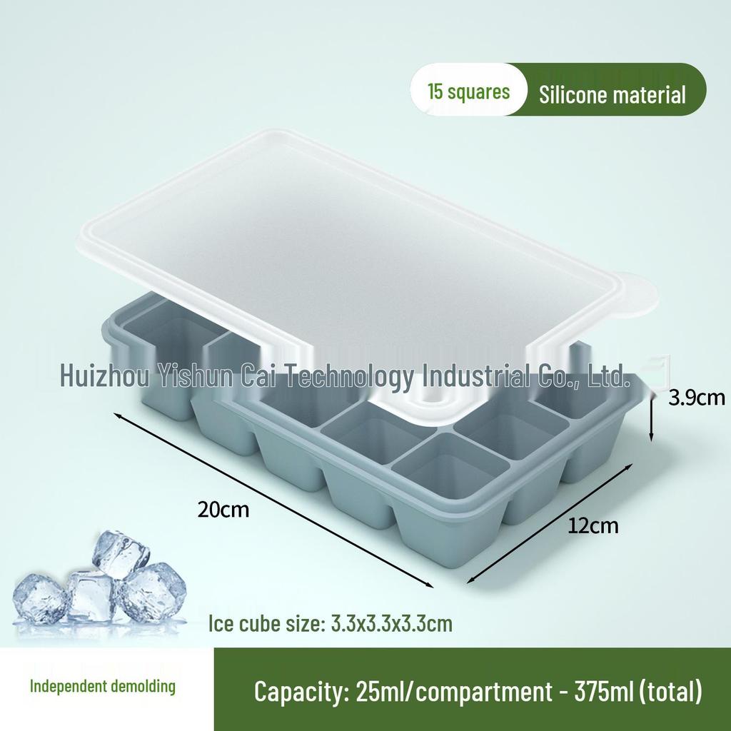 Silicone Ice Cube Tray with Lid: 4-Grid Frozen Soup & Food Storage Box