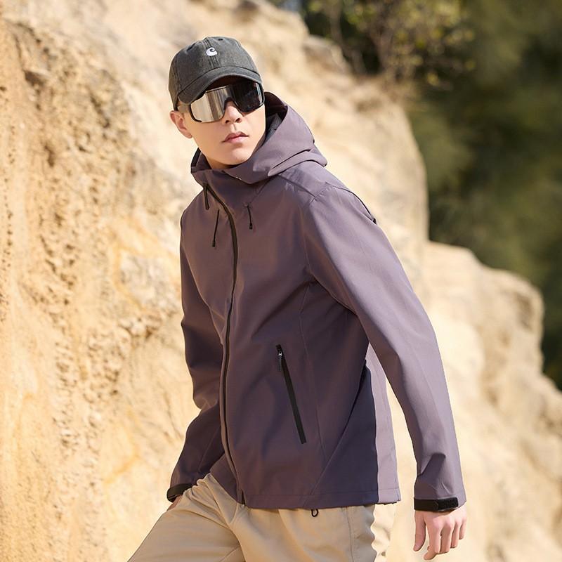 Unisex Waterproof Windproof Hiking Jacket With Hood Breathable Quick-Dry Outdoor Sport Coat Running Climbing