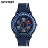 Sanda Men's 1061 Waterproof Leather Strap Watch with Trendy Hollow Dial