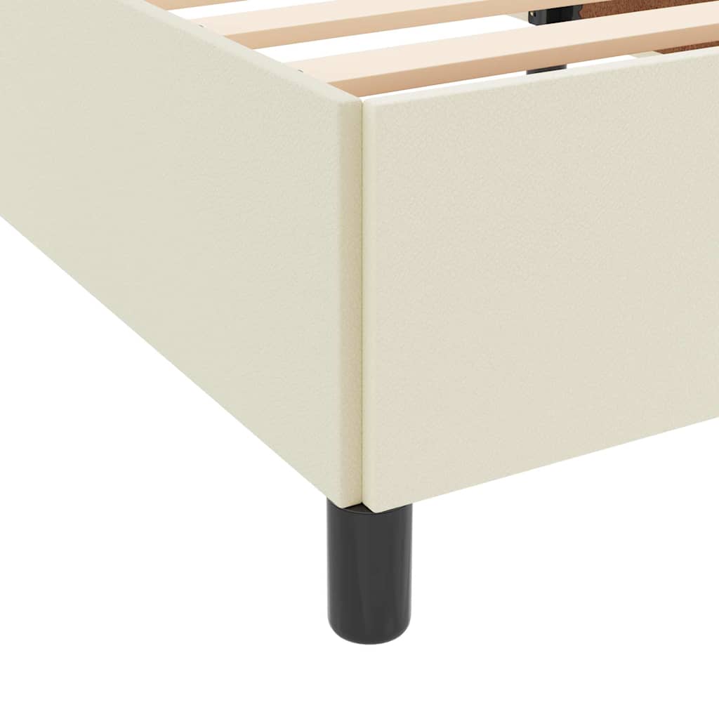 Bed Frame with Mattress Cream 90 x 190 cm Fabric
