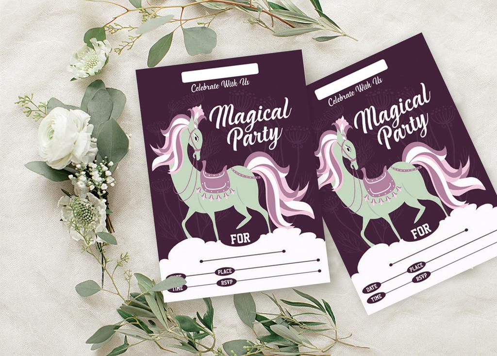 Darling Souvenir Purple Birthday Invitation Card Printable Fill or Write In Blank Invites Party Supplies Pack Of 28 5 X 7