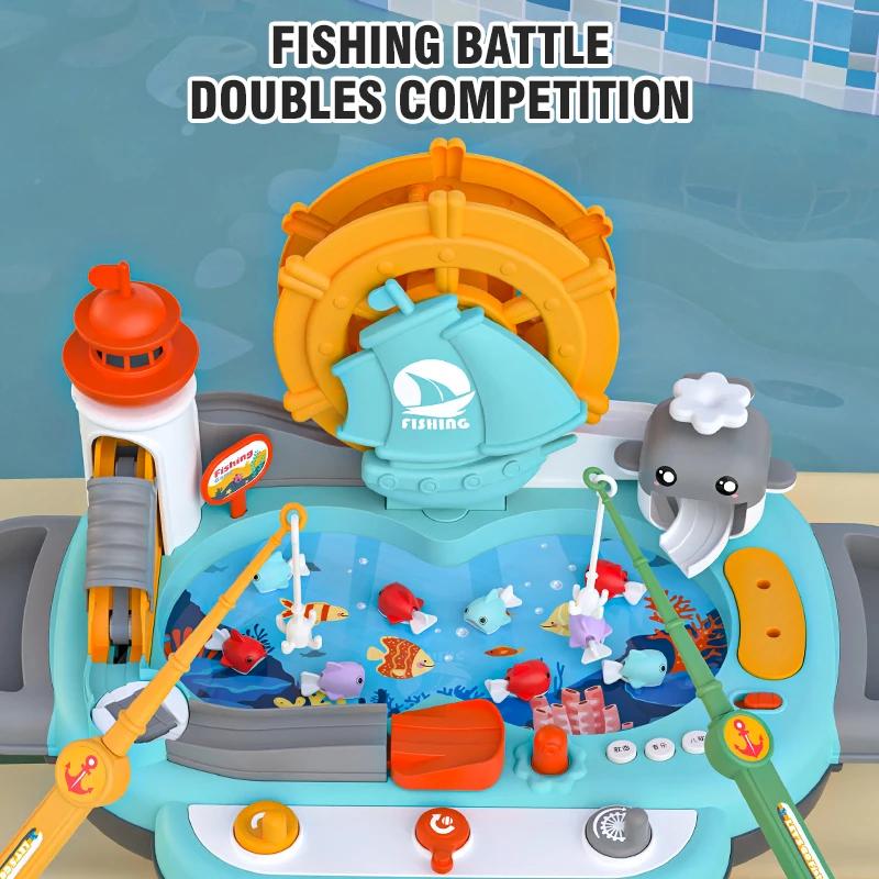 Electric Magnetic Doubles Children'S Fishing Music Kids Toys Education Solving Parent-Child Interactive Fishing For Boys Girls