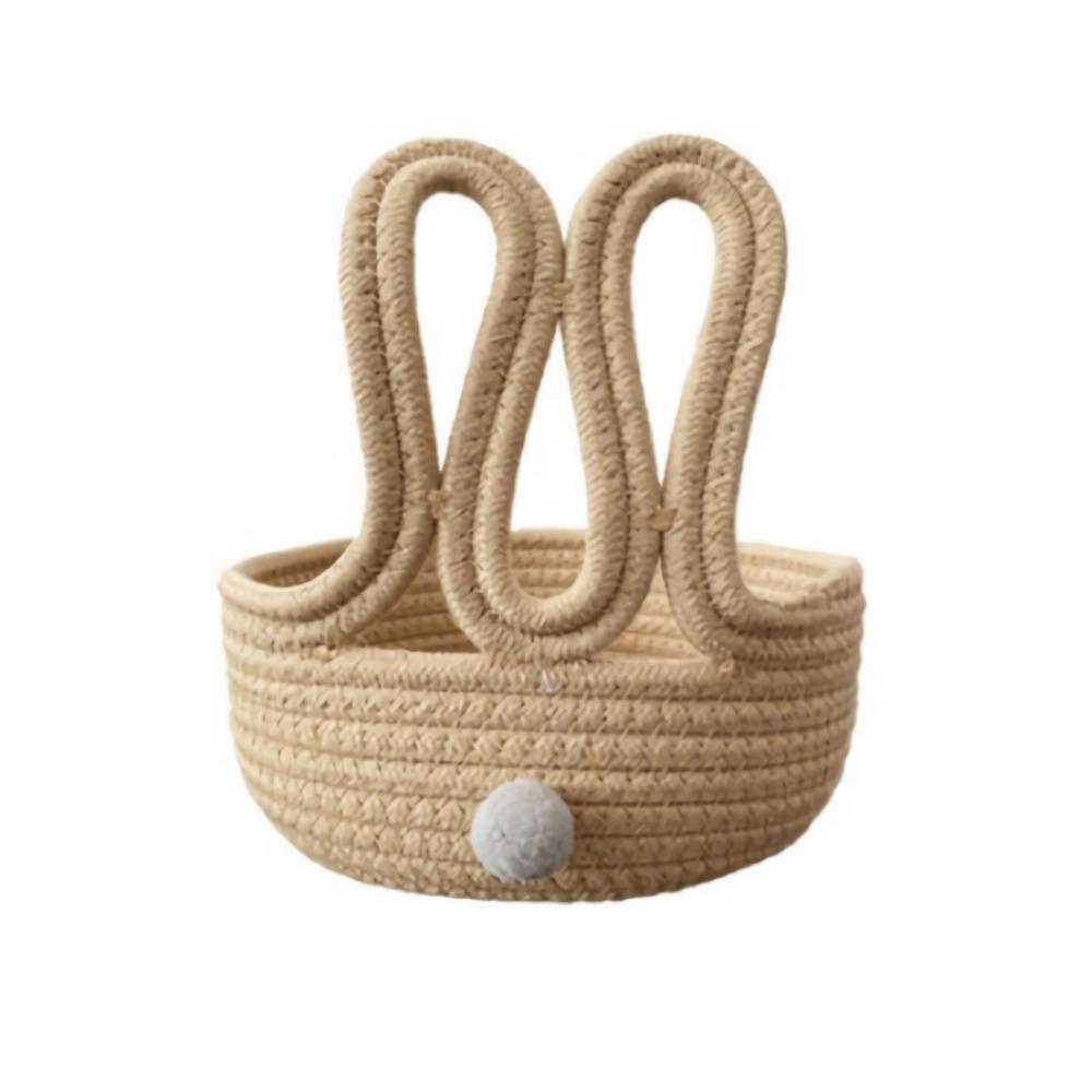 Cotton Rope Rabbit Storage Basket Cartoon Design Cute Bunny Woven Storage Basket Desktop Size Woven Texture Easter Basket