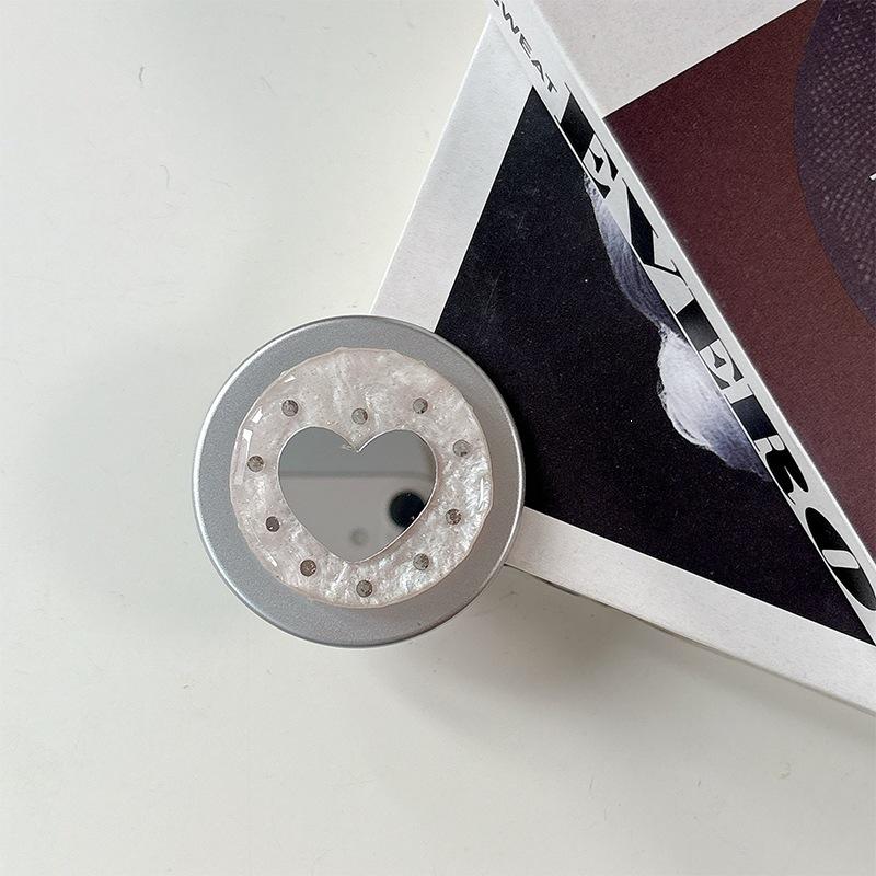 Original Small Love Mirror Rhinestone Round Ring Buckle Telescopic Mobile Phone Airbag Bracket Magnetic Attraction Suitable For Magsafe