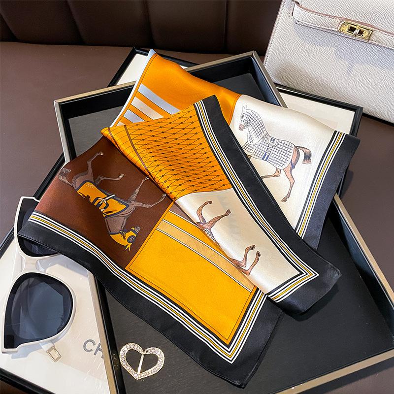 100% Natural Real Silk Scarf Fashion for Women Shawl Kerchief Pashmina Foulard Femme Square Scarfs Bandana Hijab Scarves 53cm