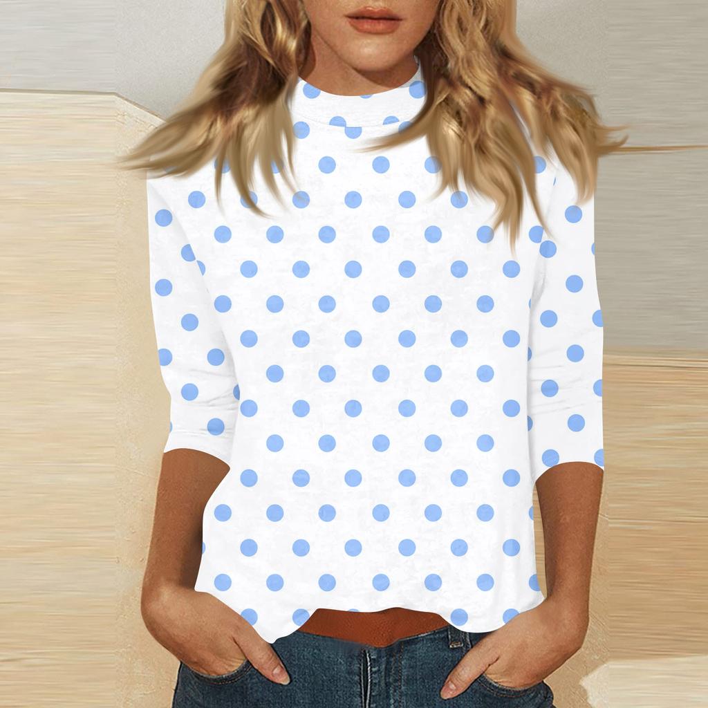 Damen Mock-Neck 3/4-Ärmel Bedrucktes Oberteil