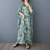 Dimanaf 2025 Summer Women Plus Size Dress Basic Casual Dress Loose Vintage Floral Printing Long Beach Dress