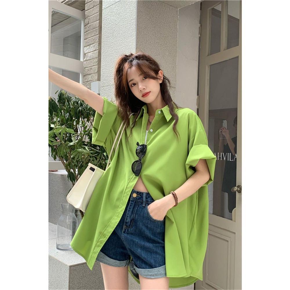 Sommer Polo-Kragen Sonnenschutz Studentinnen BF-Stil 2-300 Catties Locker Kurzarm-Shirt Top Ins