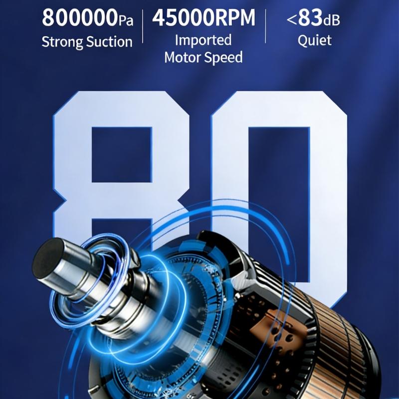 Controlled Handheld Car Vacuum Cleaner with 8000Pa Suction and 6000mAh Battery Wireless Portable