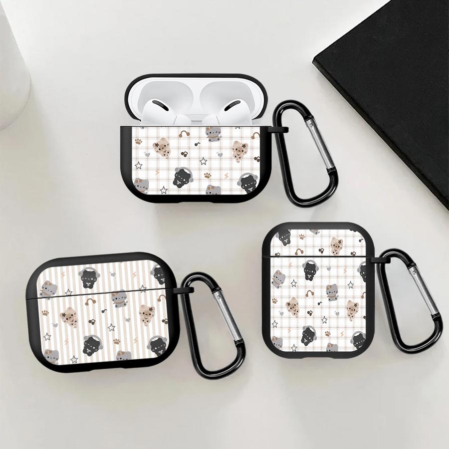 Grid Cartoon Cat Case For Airpods 2 Pro 3 Pro3 Pro2 1 4 Earphone Cases Cover