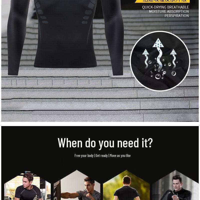 Męski Wysoce Elastyczny Szybkoschnący Sportowy Długi Rękaw: Odprowadzający wilgoć do biegania, treningów i koszykówki.