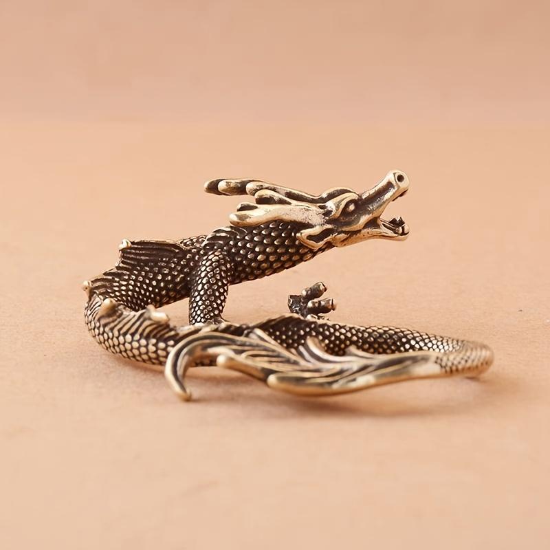 Miniature Exquisite Brass Dragon Figurine Delightful Home Office Decor Accent Unique Gift Idea for Holidays Special Occasions and Fantasy Enthusiasts