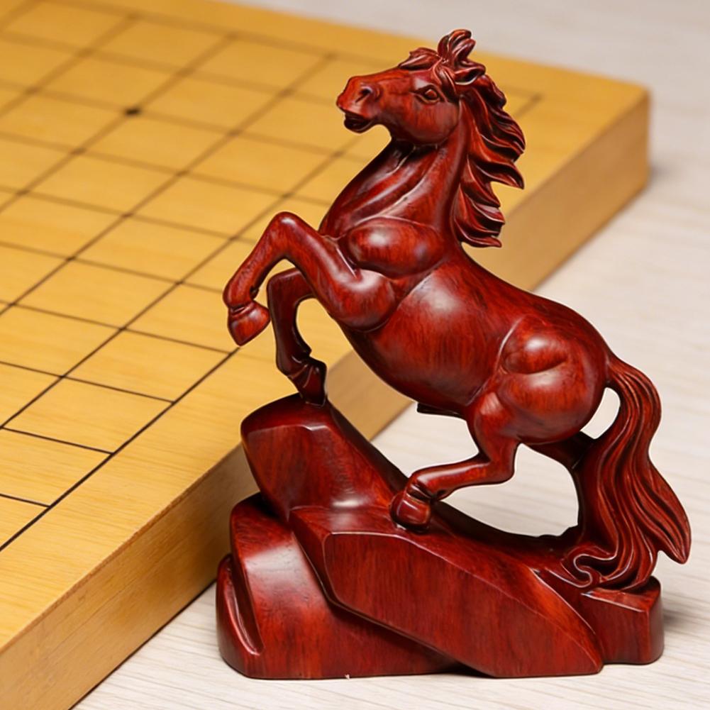 8cm African Padauk Wooden Horse Ornaments Good Luck Gifts For Home Opening Solid Wood Carving Crafts Festive Atmosphere Ornament
