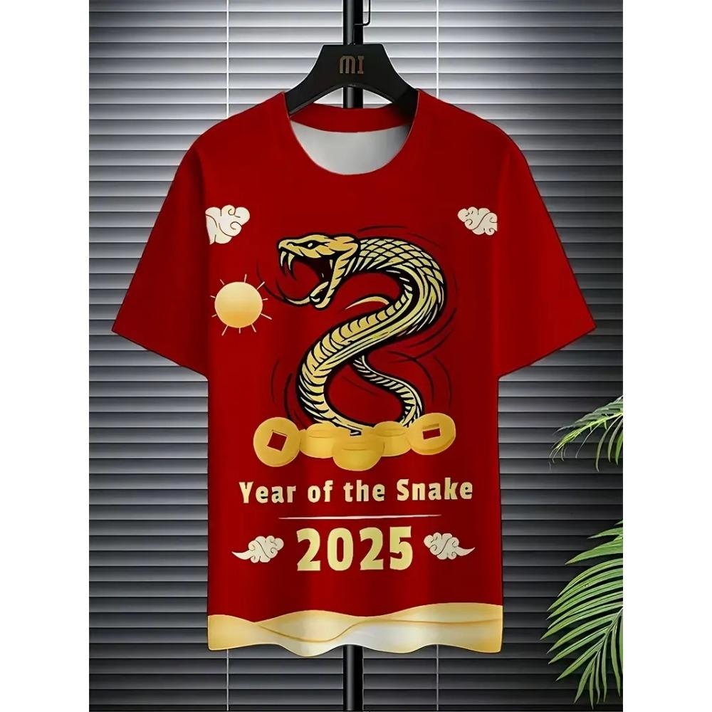 Chinese Year Of The Snake T-shirt Men Women Lunar New Year Trendy Tee Shirts 3D Printed Pattern Unisex Harajuku Tops