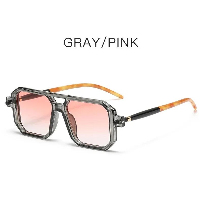 Vintage Square Sunglasses for Men Retro Double Bridge Trendy Brand Design Shades Fashion Male Sun Glasses Eyewear