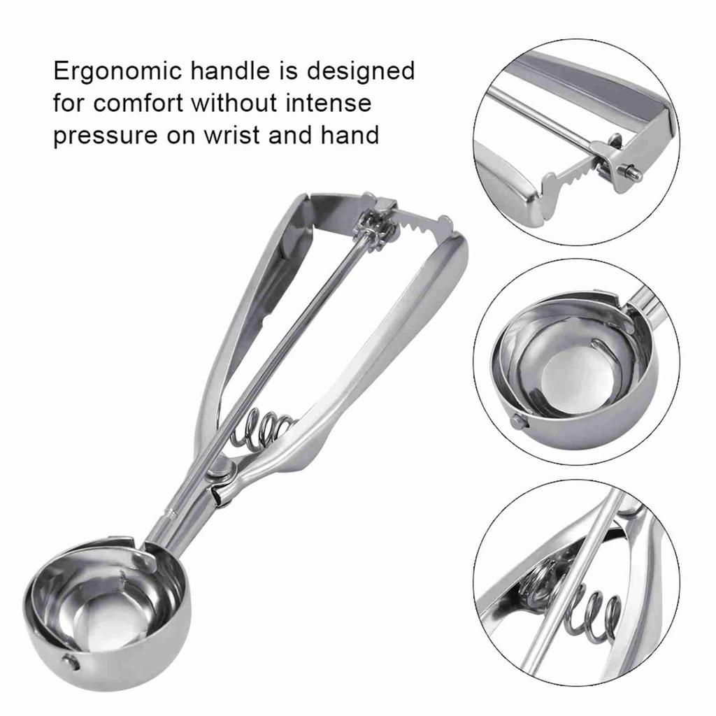 1PC Stainless Steel Trigger Ice Cream Scoop Easy Release Scoop for Ice Cream Fruit Cookie Dough