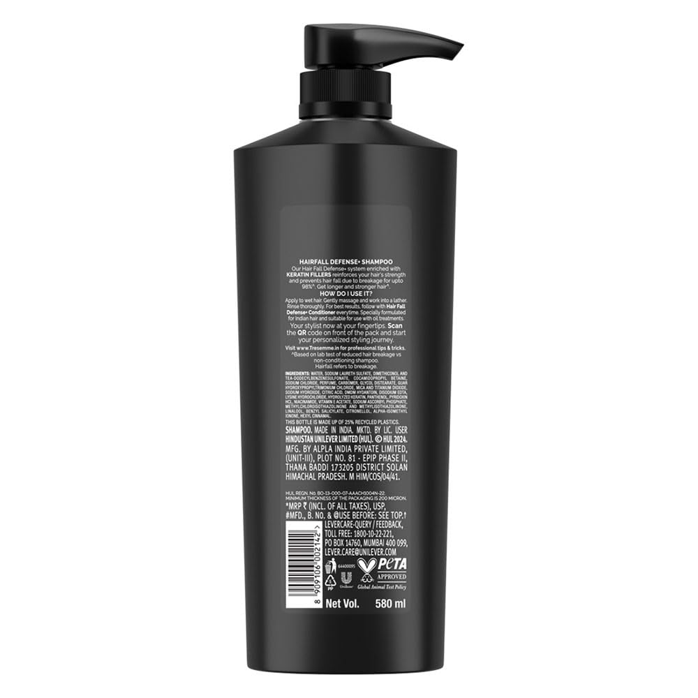 Hairfall Defense+ Shampoo 580ml Mit Keratin-Füllstoffen | Längeres und Stärkeres Haar | Verhindert Haarausfall durch Haarbruch