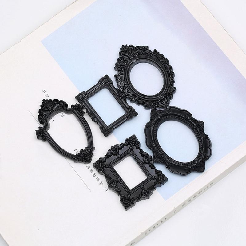 Assorted 15Pcs Resin Miniature Photo Frame with Intricate Floral Carvings Ideal for Artistic DIY Creation Home Decors