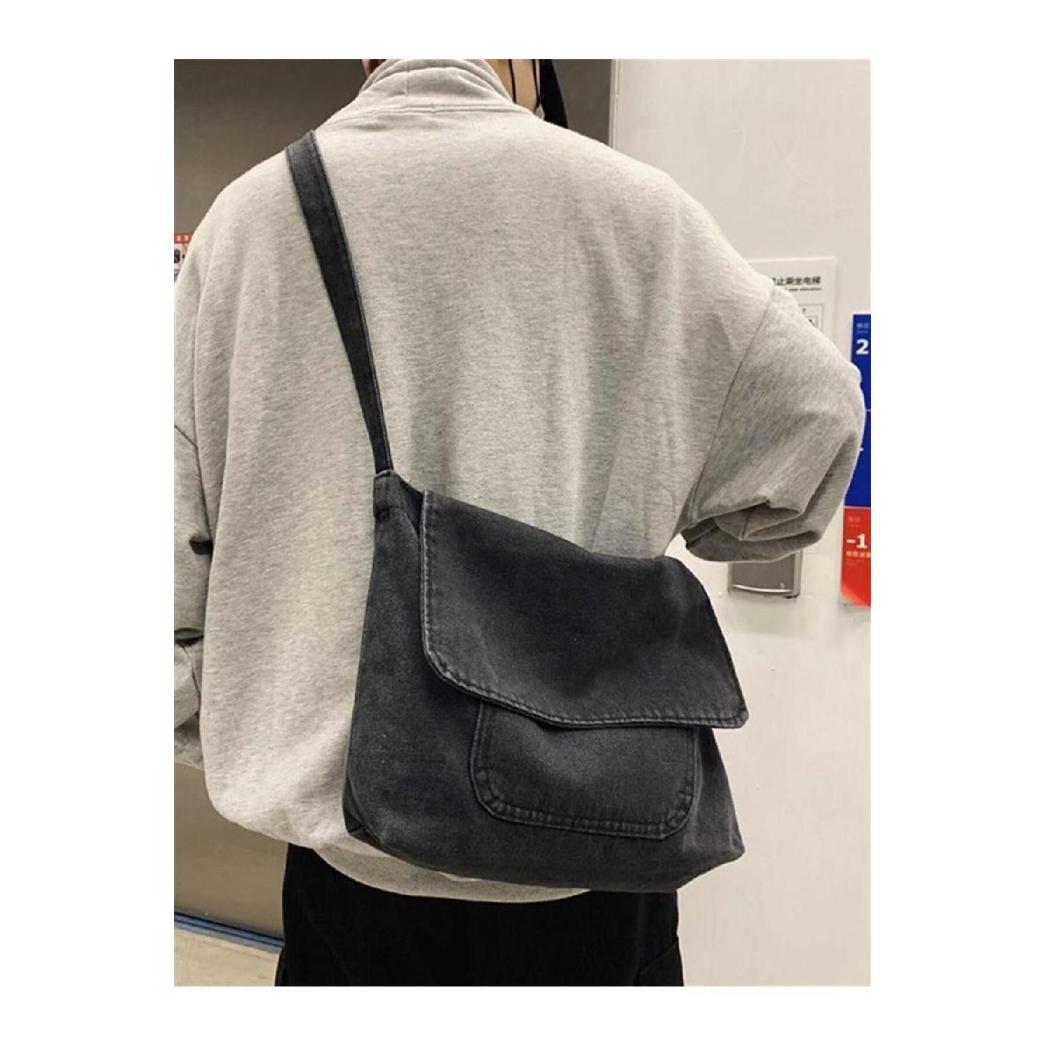 

Vintage Unisex Denim Gray Messenger Bag серый