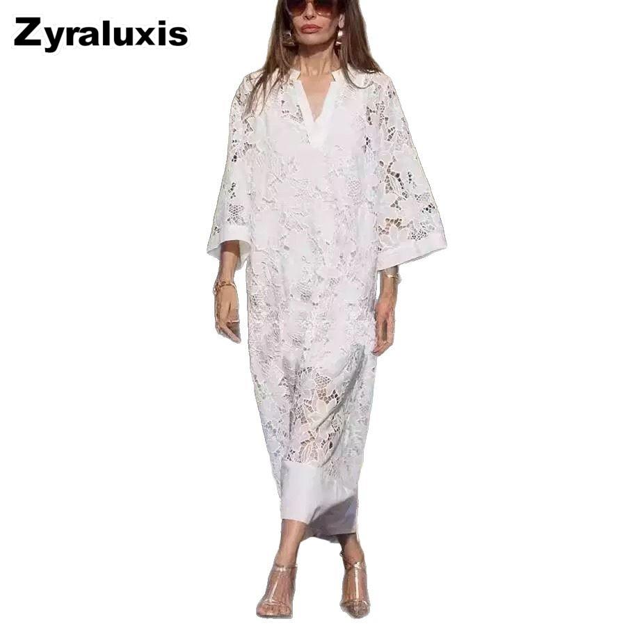 Nuovo Set Due Pezzi Abito Casual Largo con Scollo a V in Pizzo