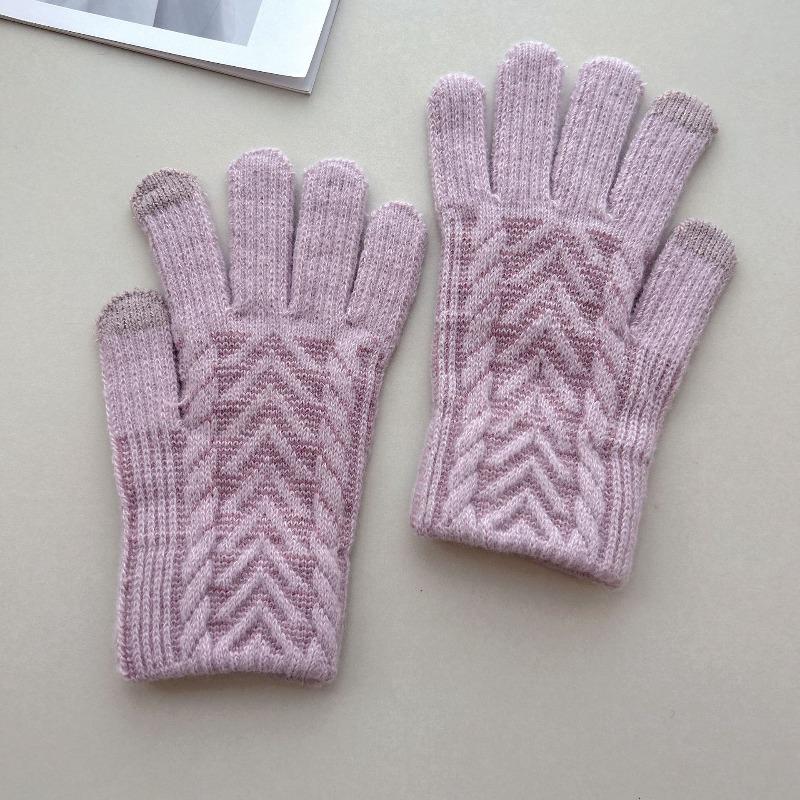 Neue Handschuhe Damen Winter Gestrickt Samt Jacquard Paar Warm Mode Winterhandschuhe