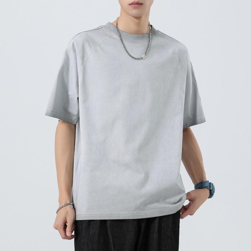 Men Crew Neck Raglan Short Sleeve T Shirt Washed Vintage Loose Fit Casual Daily Tops