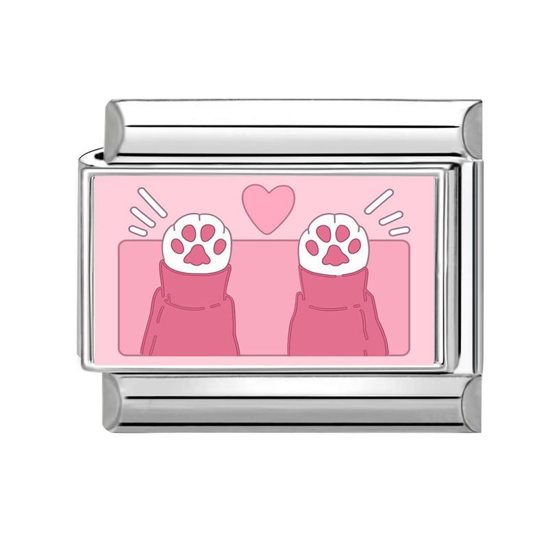 Lovely Cartoon Dogs Cats Rabbit Rose Flower Italian Charm Links Fit 9mm Stainless Steel Bracelet Women Men DIY Making Jewelry