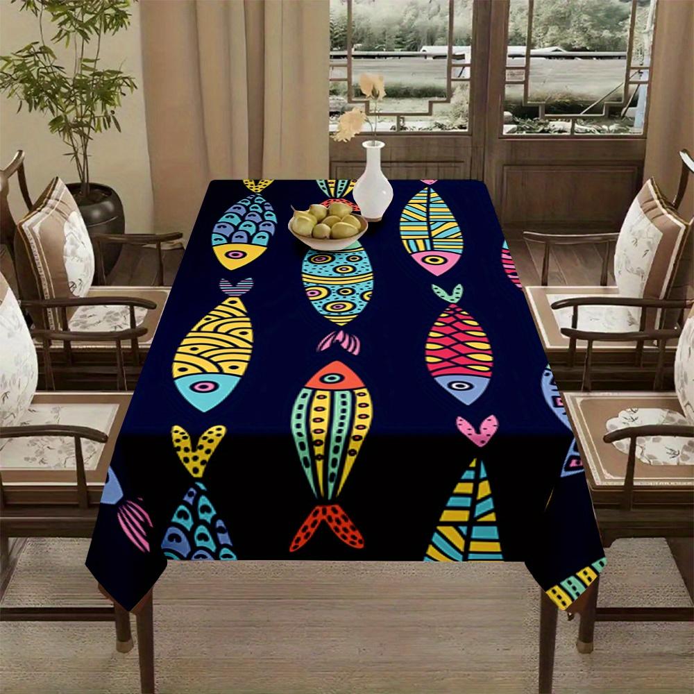 Bohemian Multicolor Fish Pattern Tablecloth for Table Decor Reusable Farmhouse Kitchen Dining Tablecloth Wedding Party Decor