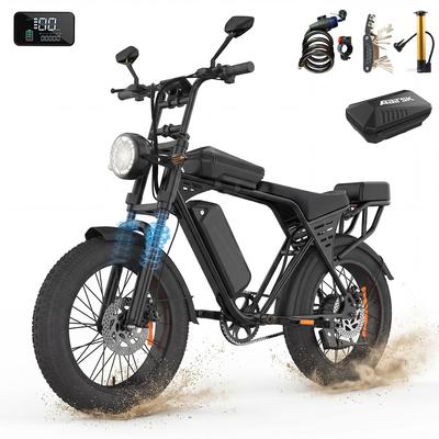 Aairsk X5 Adult Electric Bike 750W Motor 48V 15Ah Lithium Battery 20 Inch Fat Snow Tires Off-Road E-Bike for All Terrain Riding