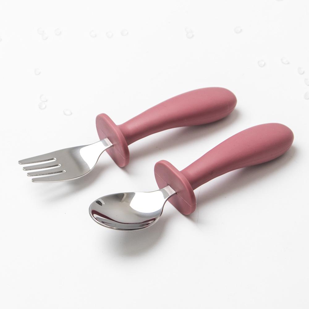 Edelstahl Kinder-Essgeschirr mit Anti-Rutsch-Silikon-Saugfuß & Besteck