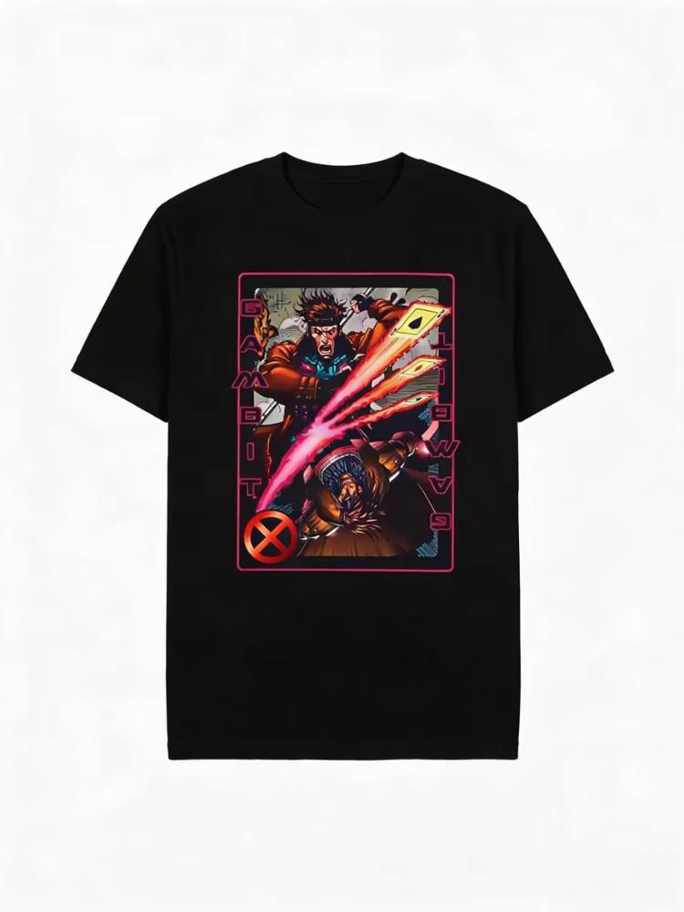 

Marvel 2026 New Vintage XMen Gambit Card Comic Print Fashion High Quality Unisex Short Sleeve Casual Plus Size TShirt M
