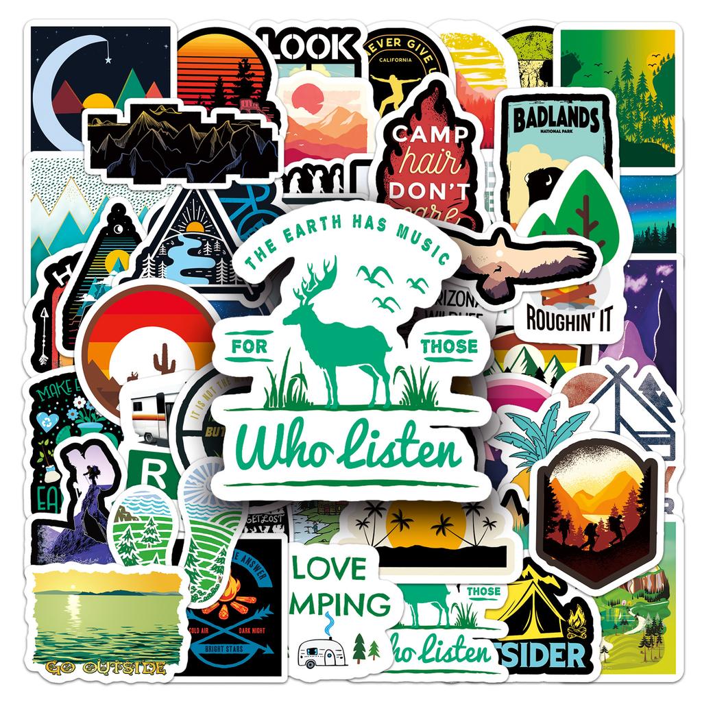 50 Photos of Travel Outdoor Graffiti Personalized Suitcase Bicycle Scooter Car Waterproof Self-adhesive Stickers