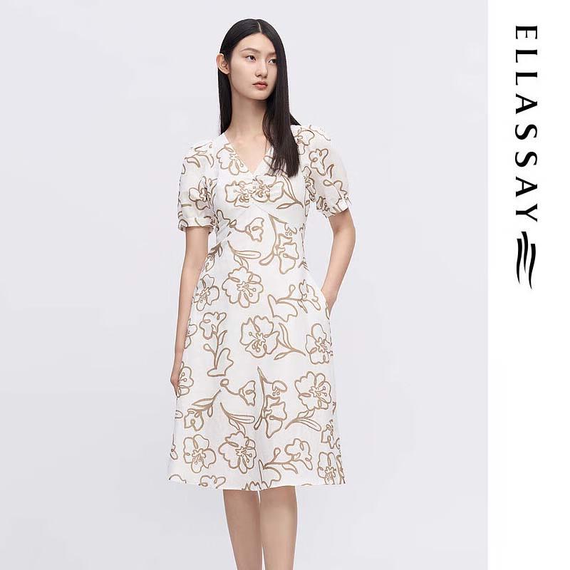

ELLASSAY Women s Botanical Print Midi Dress L