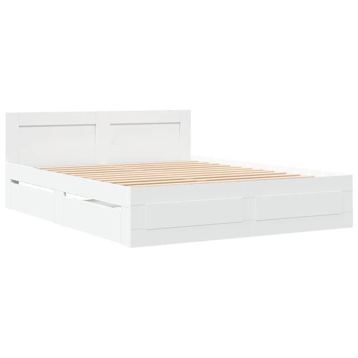 VidaXL Cadre de lit avec tête de lit blanc 150x200cm bois d'ingénierie, meubles de chambre à coucher, lit double, sommier, 3295555