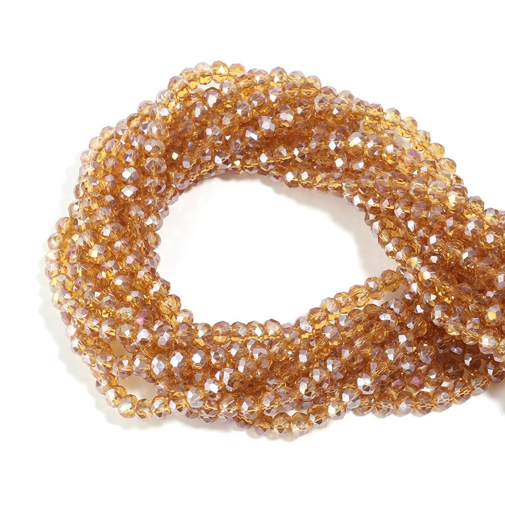 3/4/6/8/10mm Faceted Crystal Beads Gold Brown AB Glass Loose Beads For DIY Jewelry Making Handmade Bracelet Necklace Accessories