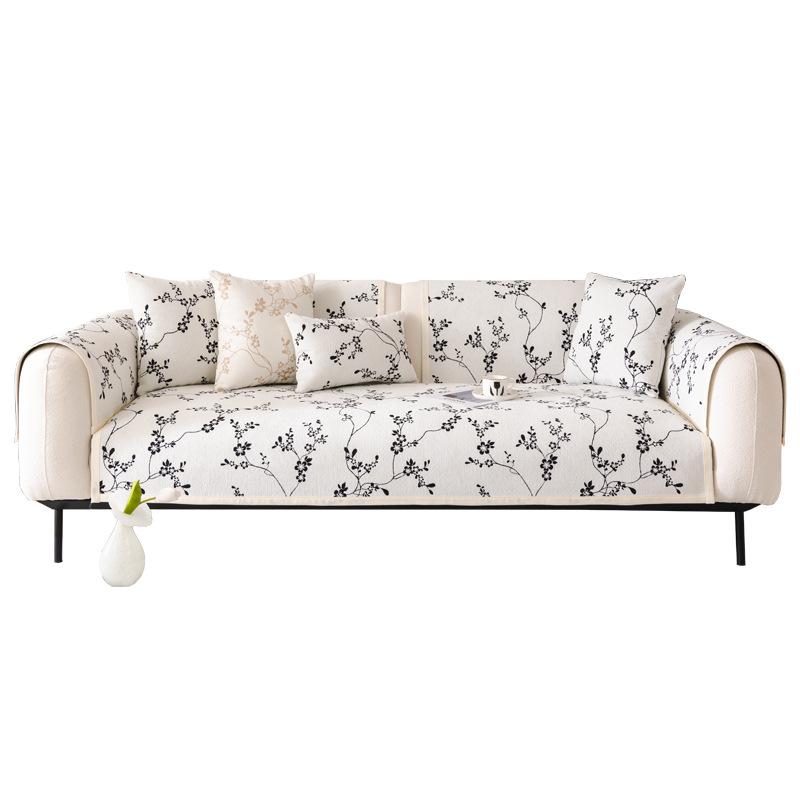 Chenille Sofa Cushion Four Seasons Universal Non-Slip Cushion Light French Cream Style Sofa Cover Cover Cloth