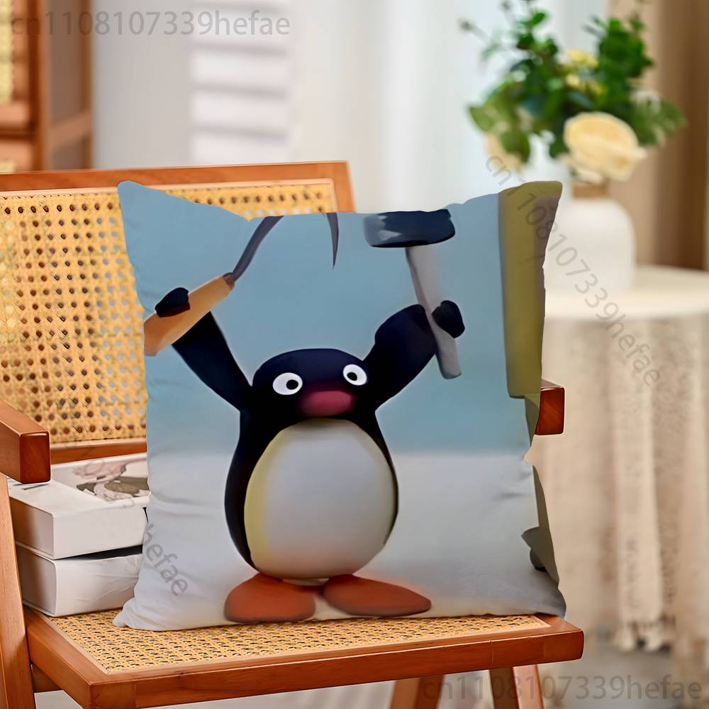 Cute PPingu Penguin Throw Pillow Case For Decoration 30cm 50cm 55cm Square Home Pillowcase Case