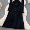 Herbst Winter Damen Marke Designer Laufsteg Partykleider Langarm Strickpullover Lang Maxi Pullover Robe