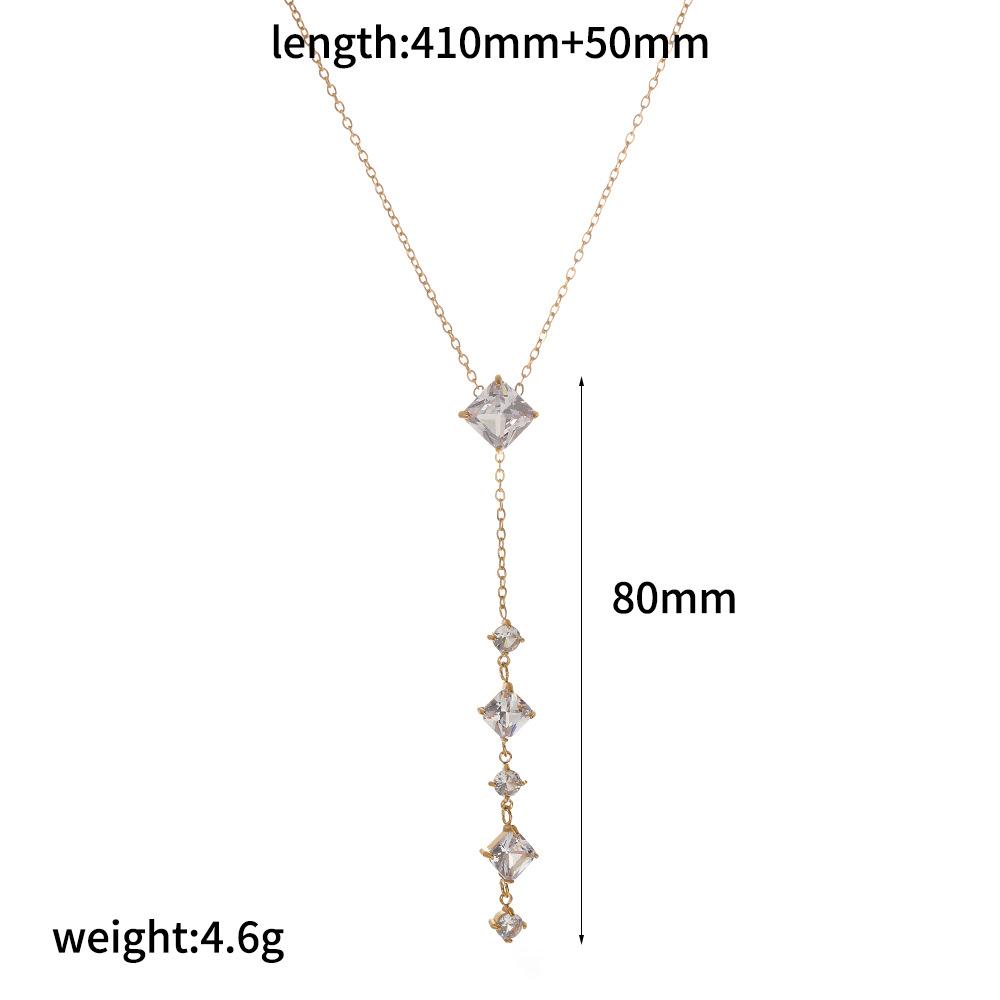 Fashion Necklace with Zircon 18K Gold Plated Stainless Steel Dainty Gold Y-Shaped Pendant Choker Jewelry for Women