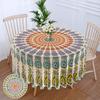 63 Inch Waterproof Peacock Mandala Round Tablecloth Purple Red Yellow Blue Outdoor Patio Dining Table Cover
