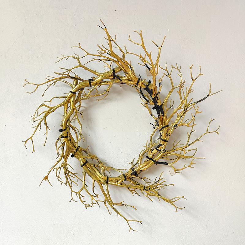 Wreath Decoration for Front Door LED Lights Glitter Black Branch Halloween Decorations Scary Home Indoor Outdoor Party Decor
