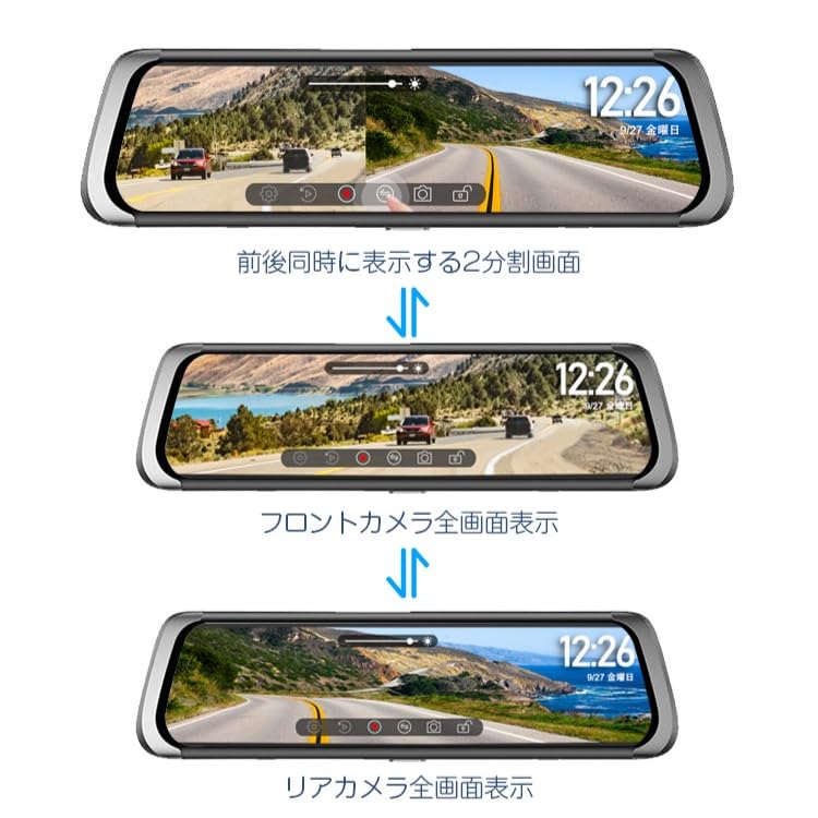 Dash Cam Mirror Double Lens Car Recorder Camera Rearview Mirror HD Night Vision Dual