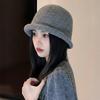 Solid Color Knitted Rolled-Edge Fisherman Hat Autumn Winter Large Head Circumference Bucket Hats Ear Protection Windproof Cap